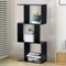 Costway 3-tier S-Shaped Bookcase Free Standing Storage Rack Wooden Display Decor Black